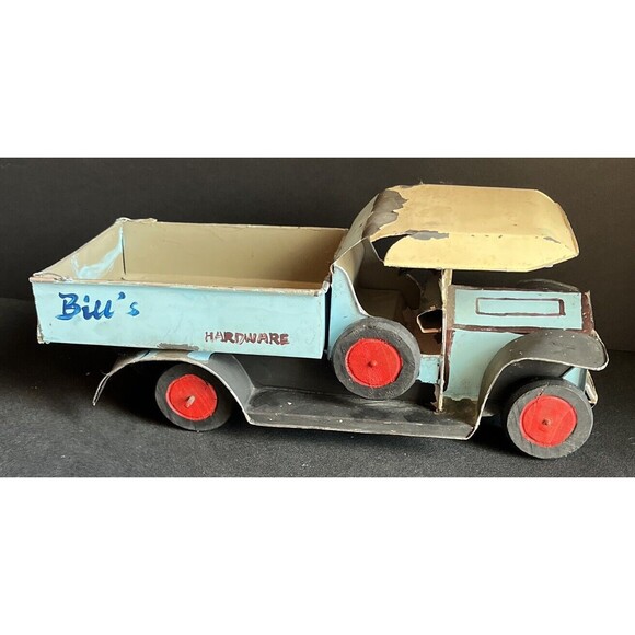 Vintage Tin Toy Hand Painted Truck Blue & Gray - Picture 6 of 10